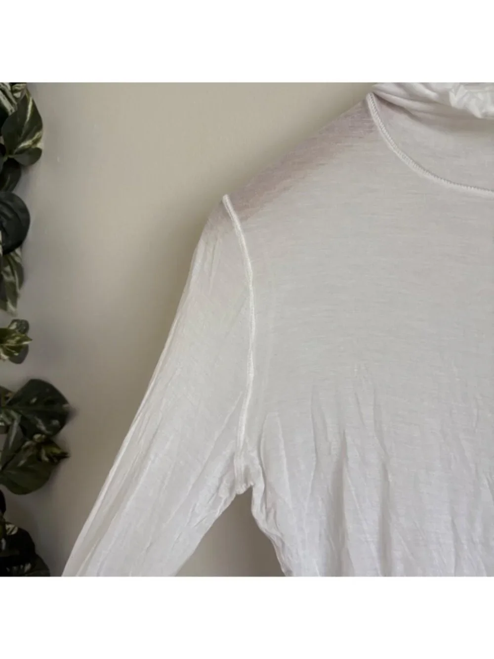 Free People Intimately Sheer Jersey Turtleneck Long Sleeve Shirt White Size L